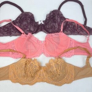 Victoria Secret Dream Angels Bras Lot 34DD Push Up Lace Sheer Unlined Demi